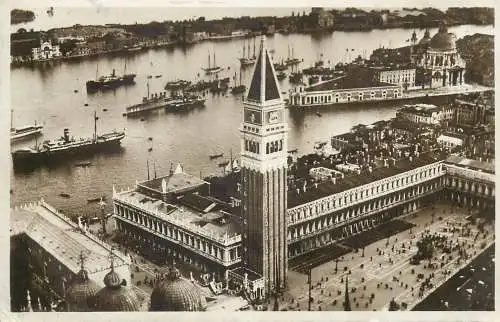 Venice 1936 Piazza S. Marco e Campanile dall`aeroplano cartolina vera fotografia