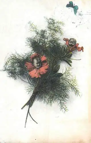 surrealisme fleurs bebes cpa
