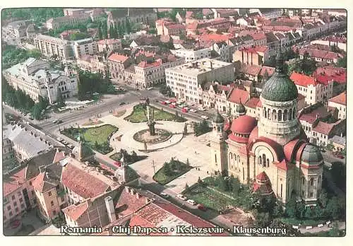 A0163 Romania Cluj-Napoca piata Stefan cel Mare vedere aeriana