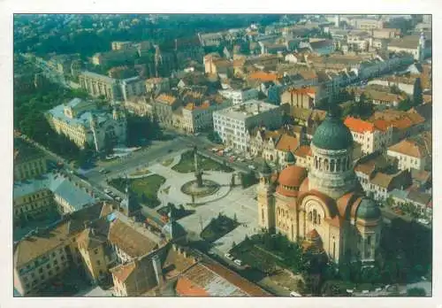 A0152 Romania Cluj-Napoca catedrala si teatrul panorama postcard