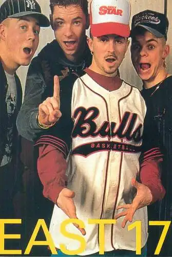 English pop boy music band Tony Mortimer, Brian Harvey, John Hendy, and Terry Coldwell