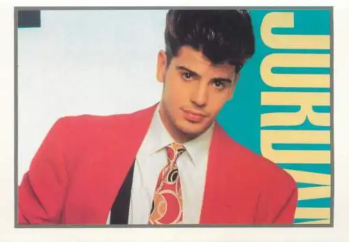 American singer-songwriter and actor singer in the boy band New Kids on the Block (NKOTB) Jordan Knight postcard