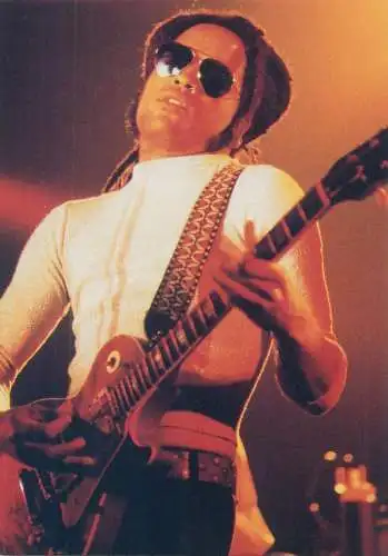 American singer-songwriter, record producer, multi-instrumentalist, guitarist and actor Lenny Kravitz postcard