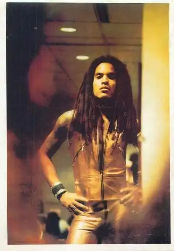 American singer-songwriter, record producer, multi-instrumentalist, and actor Lenny Kravitz postcard