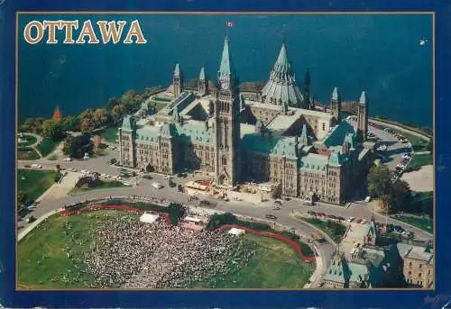 Canada Ottawa Parliament hill aerial view 1998 postcard