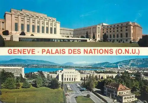 Switzerland Geneve Palais des Nations ONU 1981 multiple views postcard