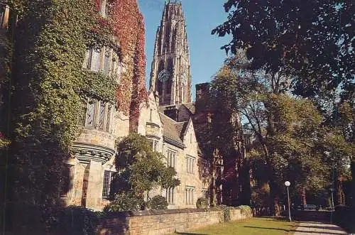USA America Yale University New Haven CT 1987 Branford college Harkness Memorial Tower postcard