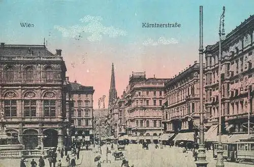 Postcard Austria Wien Karntnerstrasse tramway