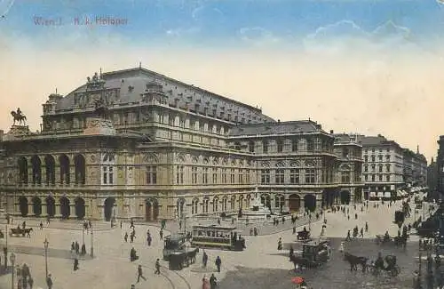 Postcard Austria Wien hotel palace K. K Hotoper tramway