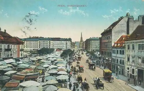 Postcard Austria Wien Naschmarkt tramway