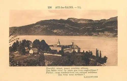 Postcard France Aix-les-Bains Lamartine poem