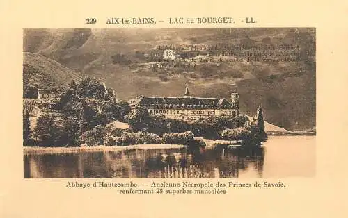 Postcard France Aix-les-Bains Lamartine lac du Bourget Abbaye d'Hautecombe