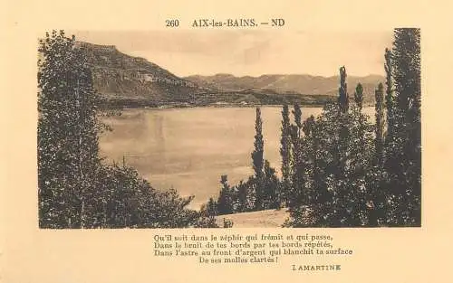 Postcard France Aix-les-Bains Lamartine poetry