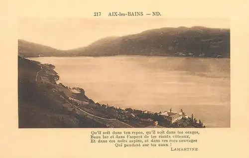Postcard France Aix-les-Bains Lamartine poesie sur le lac