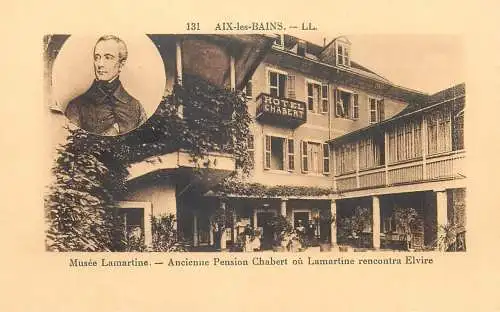 Postcard France Aix-les-Bains Lamartine Ancienne Pension Chabert