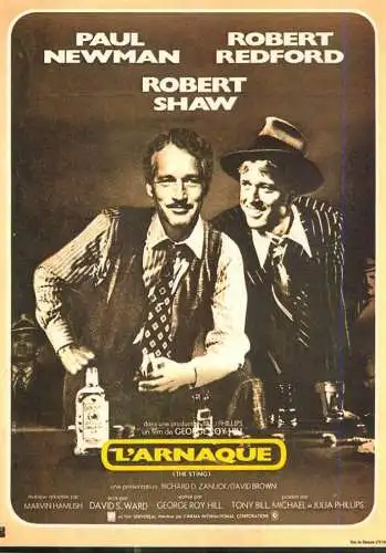 A5473 Cinema poster advertising postcard L`Arnaque Paul Newman Robert Redford Robert Shaw