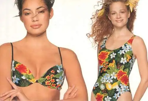 A5473 Intimo bathing suits fashion postcard Italy female beauty models