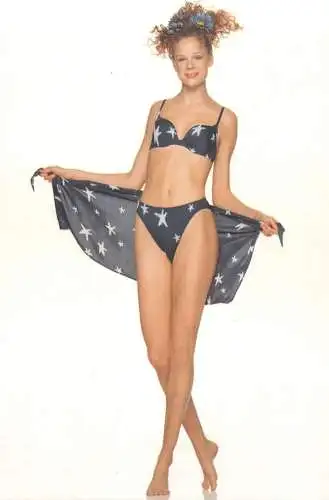 A5473 Intimo bathing suits fashion postcard Italy female model