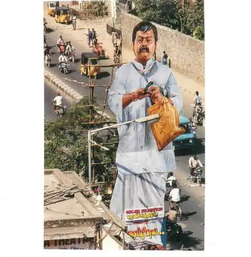 India Bollywood actors 15 x 15 cm postcard giant film cut-outs and advertising billboards Chennai