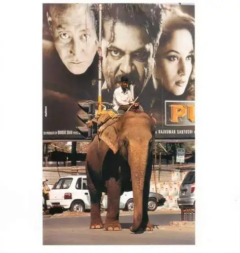India Bollywood actors 15 x 15 cm postcard giant film cut-outs and advertising billboards Mumbai
