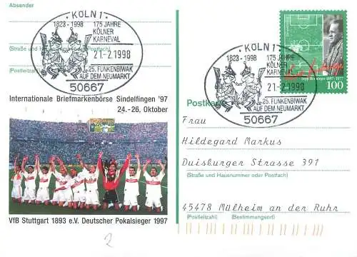 A5462 Internationale Briefmarkenborse Sindelfingen VfB Stuttgart 1893 e.V. Deutscher Pokalsieger 1997