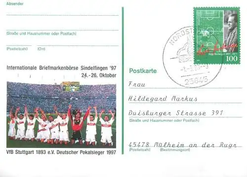 A5462 Internationale Briefmarkenborse Sindelfingen VfB Stuttgart 1893 e.V. Deutscher Pokalsieger 1997