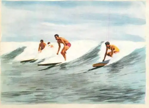 Old Paper Chromo Image Sanella Trade Card Australia Sydney surfers