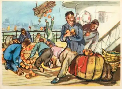 Old Paper Chromo Image Sanella Trade Card China-Tibet-Japan oranges rain