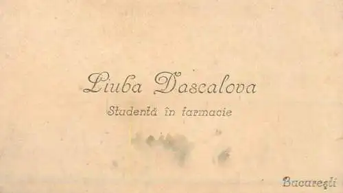 Visiting Card Romania Bucuresti - Liuba Dascalova studenta in farmacie