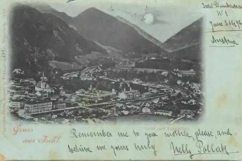 A5333 Gruss aus Ischl moonlight Postkarte 1898
