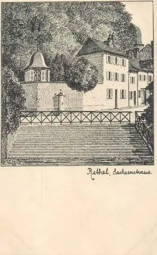 A5304 Kunstler-AK Rethel Sachsenshasse Feldpostkarte