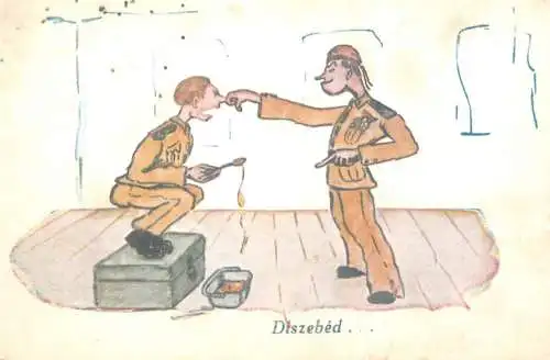 A5305 Comic military caricature repro postcard Hungary