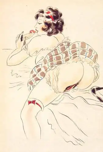 Erotica universalis drawing from Taschen - anonymous illustration for Pierre Louys`s Three Daughters of their Mother