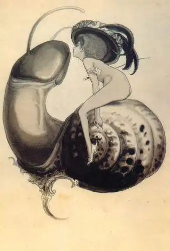 Erotica universalis drawing from Taschen - Franz von Bayros sweet snail