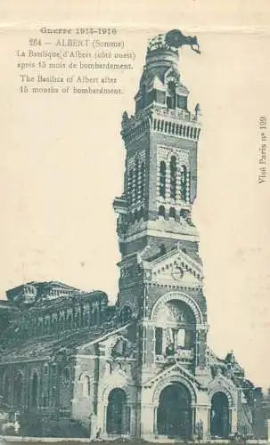 A5293 Albert guerre 1914-1916 the basilica after bombardment