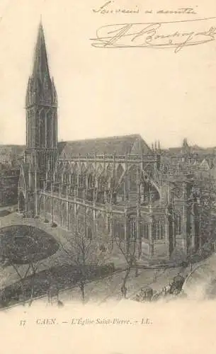Postcard France Caen church Saint Pierre