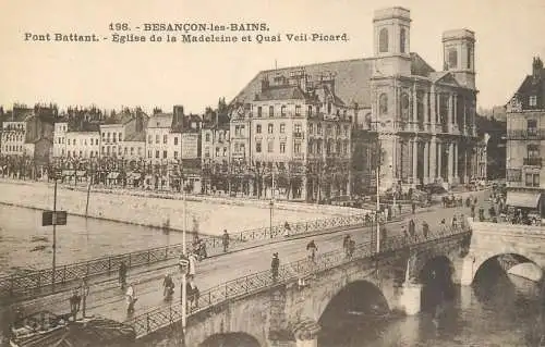 Postcard France Besançon les Bains Pont Battant