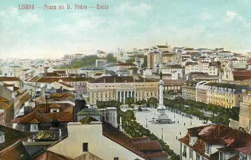 Postcard Portugal Lisboa praca de D. Pedro