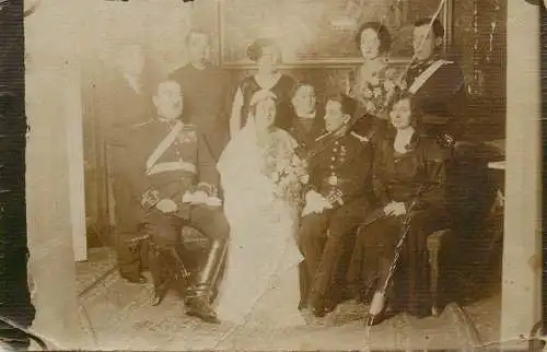 A5289 Photographic postcard wedding souvenir photo military groom Romania