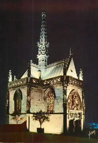 A5057 France Chateau d'Amboise (Indre-et-Loire) Chapelle Saint Hubert vue de nuit