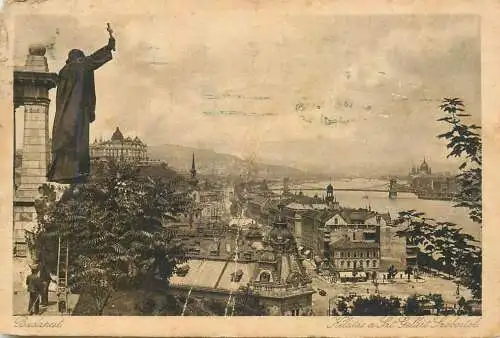 A5038 Hungary Budapest cityscape and St Gellert statue