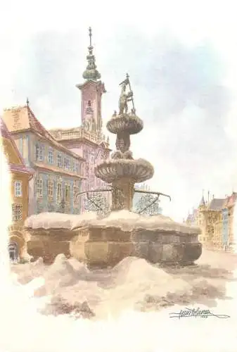 A5218 Steyr Rathaus mit Leopoldi-Brunnen