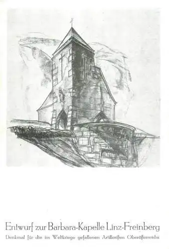 A5218 Design for the barbara Chapel Linz-Freinberg memorial to the Upper Austrian artillerymen who fell in the World War