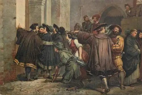 A5159 Stengel fine art Karl Friedrich Lessing , Die angeschlagenen Thesen Luthers an der Schlosskirche zu Wittenberg