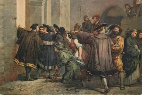 A5159 Stengel fine art Karl Friedrich Lessing - Die angeschlagenen Thesen Luthers an der Schlosskirche zu Wittenberg