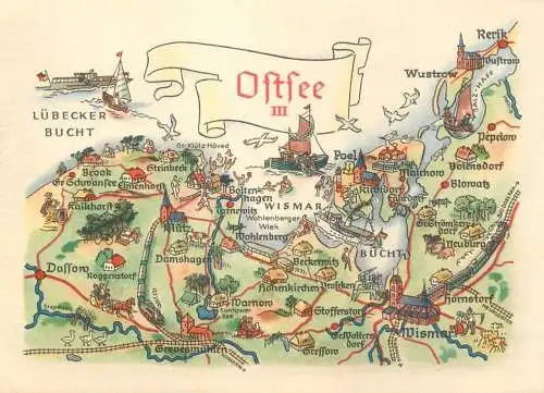 Maps postcard Ostsee