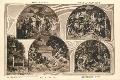 A5036 Switzerland Vierwaldstattersee Tellskapelle Wandgemalde von Dr Stuckelberg multi view