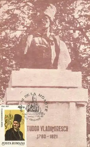 Maxi Card ROMANIA Targoviste bustul lui Tudor Vladimirescu