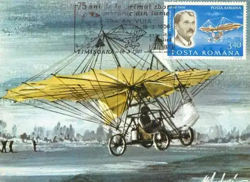 Maxi Card ROMANIA 75 ani de la primul zbor