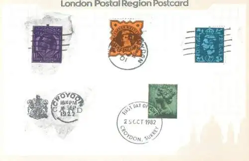 A5221 Croydon postmarks London Postal Region Postcard